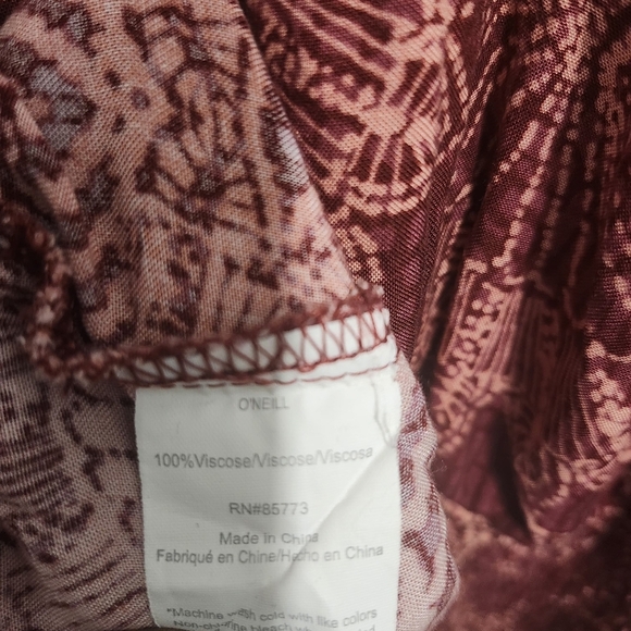 O Neill Maroon Spaghetti Strap Maxi Dress Size M Beach Resort Vacation - Picture 7 of 7